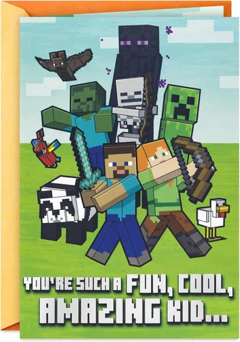 Vista 8 de Hallmark Minecraft - Tarjetas y calcomanías para el día de San Valentín para niños (24 aulas de San Valentín con sobres)