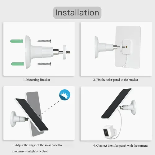 Vista 6 de Paneles solares de 5 W para cámaras de seguridad – Compatible con Ring Spotlight Cam (batería), batería Ring Stick Up Cam – Cable de carga de 9.8 1