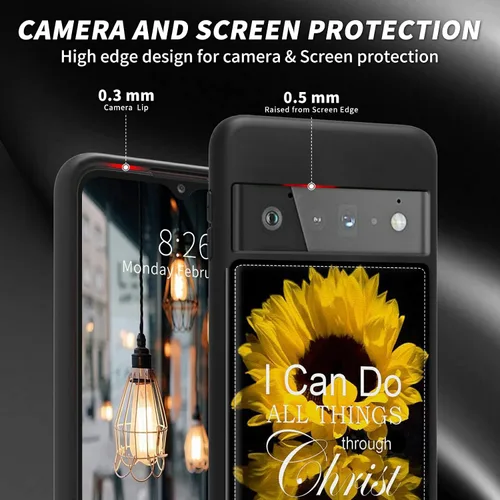 Vista 2 de Funda para Google Pixel 6 Pro con ranura para tarjetero, funda de piel sintética, doble cierre magnético y cubierta duradera de poliuretano girasol