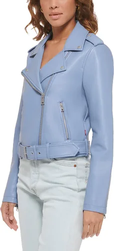 Vista 3 de Levi's Women's Faux Leather Belted Motorcycle Jacket (Standard & Plus Sizes)