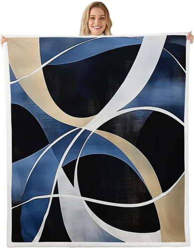 Vista 19 de Erosebridal Black Blue Triangles Square Fleece Throw Blanket 40"x50" - Ultra-Soft for Couch Sofa Bed,3D Geometric Pattern Sherpa Blanket,Abstract