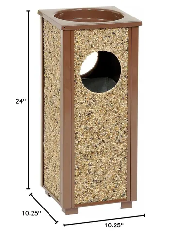 Vista 2 de Global Industrial Stone Panel Urna de arena para basura, 10-1/4 pulgadas cuadrada x 24 pulgadas de alto, marrón