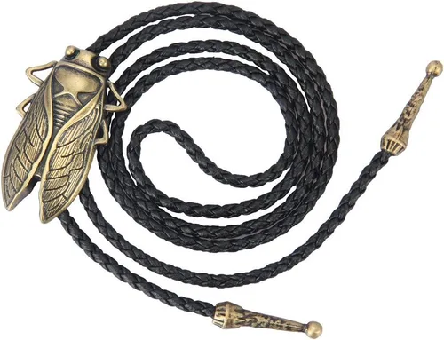 Vista 144 de Jeilwiy Corbata de bolo para hombre, corbata de vaquero occidental, collar de corbata de bolo dorado, corbata de cuero, corbata de Halloween