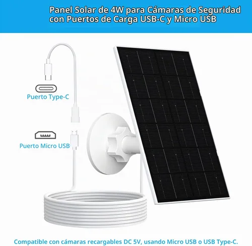 Vista 3 de Zivif Panel solar de 4 W para cámara de seguridad, cargador solar USB/USB-C 1 Paquete