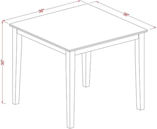 Vista 5 de East West Furniture OXWE3-LWH-W - Juego de cocina de 3 piezas para espacios pequeños que contiene una mesa cuadrada y 2 sillas de comedor, 36 x 36
