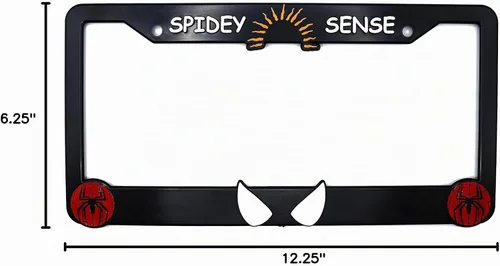 Vista 6 de Spidey Sense Marco de Matrícula 3D Elevado Paquete de 1 Cubierta de Matrícula de Personaje Soporte Universal de Matrícula Negra para Automóvil