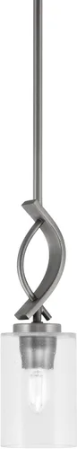 Vista 129 de Toltec Lighting Cavella Stem Colgado Mini colgante, acabado grafito, vidrio de muselina blanca de 4 pulgadas