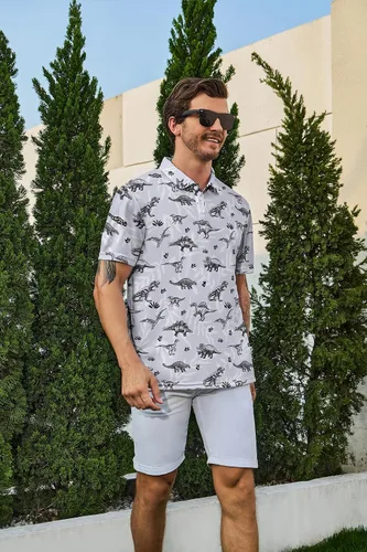 Vista 3 de Sriyanka Camisas de golf para hombre, ajuste seco, manga corta, rendimiento casual, absorción de humedad