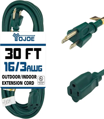Vista 50 de YOJOE Cable de Extensión, Cable de Alimentación de 3 Clavijas 13A Resistente a la Intemperie, Cable de Extensión Marrón de Servicio Pesado Calibre