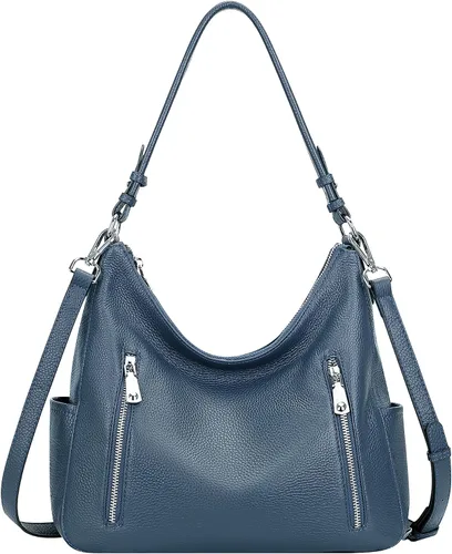 Vista 10 de Over Earth Monederos de cuero genuino Bolso de hombro tipo hobo mediano 01-Negro