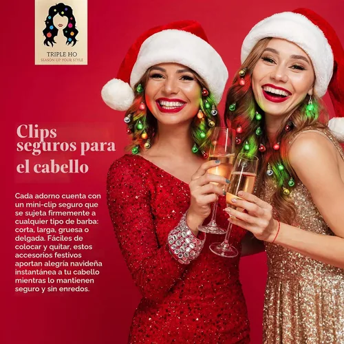 Vista 6 de Beardaments Luces para el cabello iluminadas: los adornos originales de, 16 bolas coloridas de Navidad para el cabello, para vacaciones, cosplay