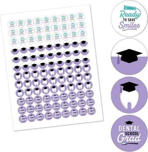 Vista 2 de Big Dot of Happiness Graduado de la escuela dental - Odontología e higienista fiesta de graduación redonda de dulces - Etiquetas para dulces