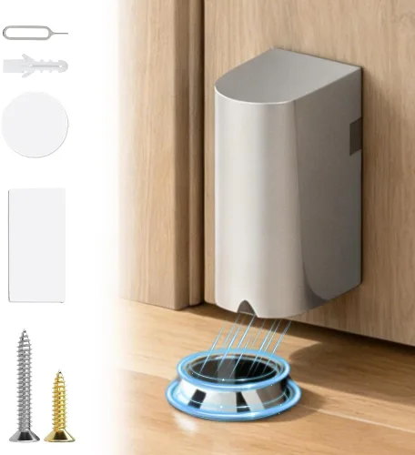 Vista 7 de Tope magnético para puerta, tope de cuña de puerta, sin taladro, tope de puerta invisible para puertas interiores, soporte magnético resistente