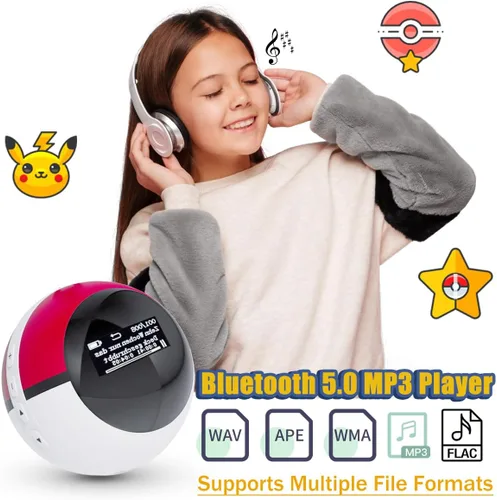 Vista 3 de Reproductor de MP3 de 64 GB para niños, reproductor de MP3 con Bluetooth 5.0, mini reproductor de música Monster Ball, compatible con altavoz, radio