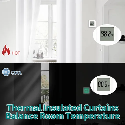 Vista 6 de BGment - Cortinas blackout blancas para dormitorio de 63 pulgadas de largo, juego de 2 paneles, cortinas para habitación con aislamiento térmico