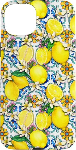 Vista 9 de Citrus Fruit Lemons Blue Tile Gardencore Farmcore Pattern Case for iPhone 17