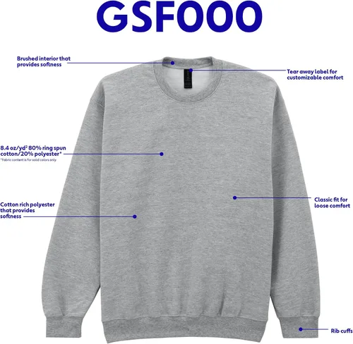 Vista 4 de Gildan estilo GSF000 - Sudadera de forro polar con cuello redondo para adulto