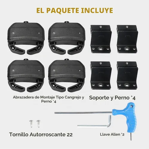 Vista 9 de Kit de montaje en cangrejo para panel solar BougeRV para autos con barras transversales, abrazaderas de techo para portaequipajes se ajusta a