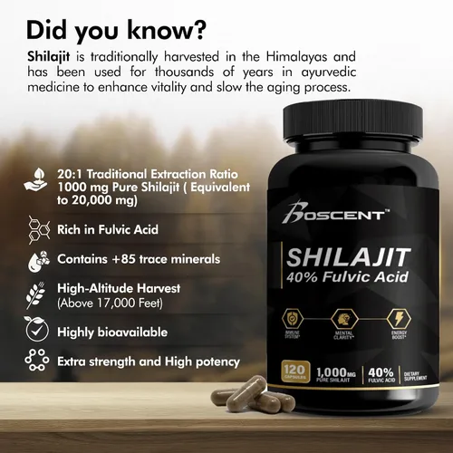 Vista 5 de Shilajit Cápsulas 20,000 mg – Shilajit puro del Himalaya para hombres y mujeres – Suplemento orgánico de ácido fúlvico con más de 85 minerales traza