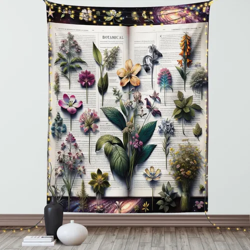 Vista 125 de Ambesonne Tapiz verde, fases lunares alrededor de un árbol de la vida, impresión de diseño bohemio de astrología nocturna, decoración de tela