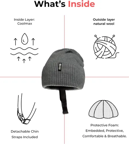 Vista 3 de Ribcap Lenny - Casco protector de grado médico, color gris, estilo gorro