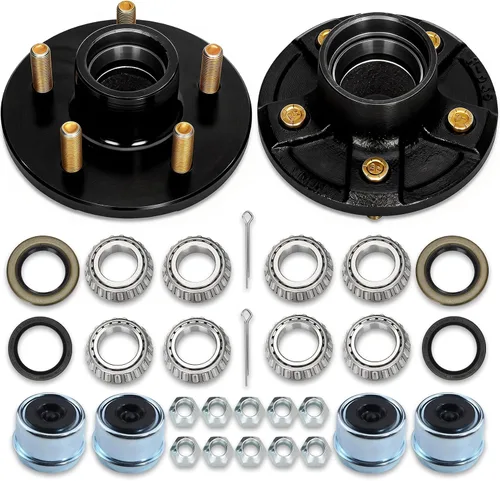 Vista 9 de Juego de 2 kits de cubo de remolque de 4 orejetas para 2000 libras, cubo de remolque de 4×4" apto para ejes de remolque de 1" y 1"-1/16", cubo