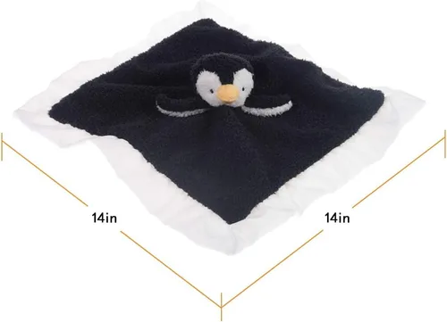 Vista 6 de Apricot Lamb Manta de seguridad suave de animales de peluche, diseño de pingüino negro, manta de personaje para guardería, felpa de lujo