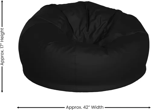 Vista 2 de BizChair Puf negro sólido de gran tamaño para niños y adultos