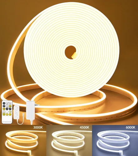Vista 13 de Lamomo - Luces LED de neón, tira de luces LED regulables de 12 V, blanco neutro, 16.4 pies/5 m, tira de luces LED de neón impermeable, tira de luces
