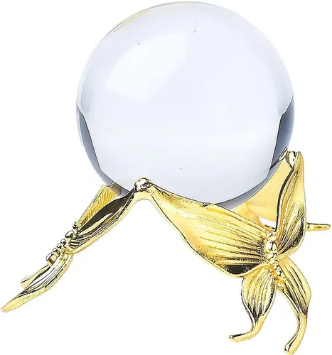 Vista 3 de Soporte de esfera con forma de libélula, soporte de bola de cristal de mariposa para decoración (A rama A con bola A, mediano)