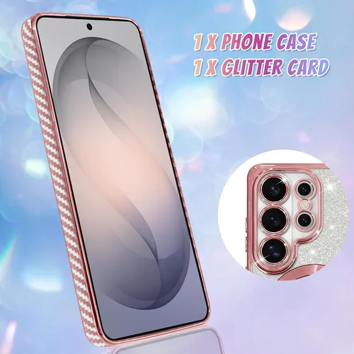 Vista 457 de Bonoma - Funda compatible con Samsung Galaxy S21 Plus, diseño de corazón con purpurina, color rosa Support for MagSafe, Plating Magnetic Case TPU