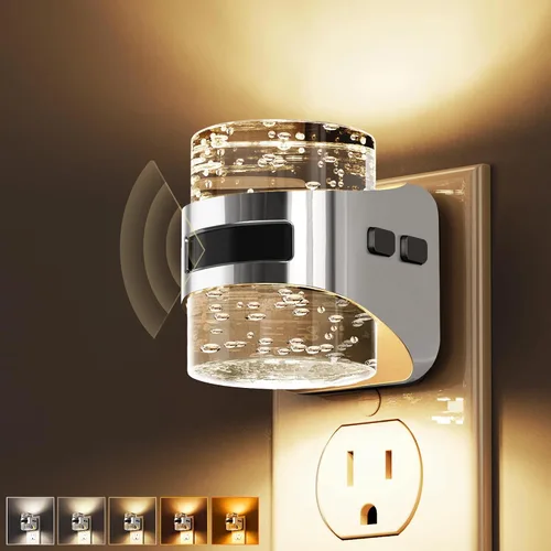 Vista 13 de L LOHAS LED Luz nocturna con sensor de movimiento, luces nocturnas de burbujas enchufables a la pared, luz nocturna de cambio de temperatura
