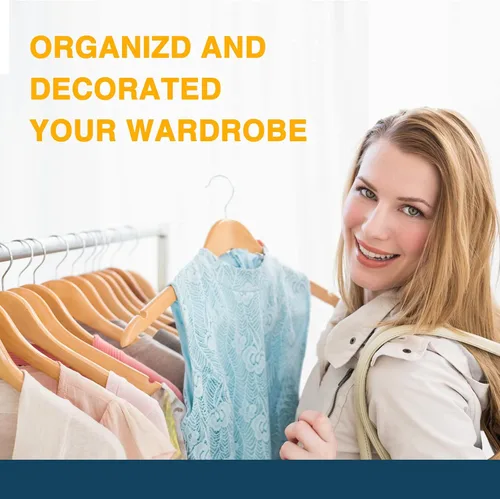Vista 6 de Paquete de 20 perchas de madera resistentes para camisas, vestidos, abrigos y más (natural)