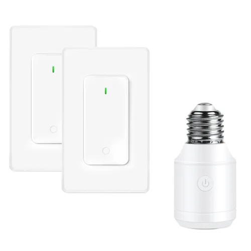Vista 45 de Toma de control remoto, interruptor de luz y enchufe remoto greencycle con interruptor de luz inalámbrico, rango de 500 pies, no necesita cableado