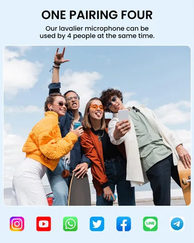 Vista 5 de Micrófono Lavalier inalámbrico 3 en 1 para iPhone: micrófono de solapa Bluetooth para iPad Android Phone Camera Pc - Micrófonos de clip pequeño