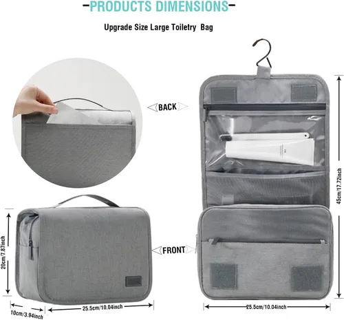 Vista 2 de L&FY Neceser portátil multifuncional para viaje, estuche de maquillaje y cosméticos, organizador de artículos de aseo, A-Negro