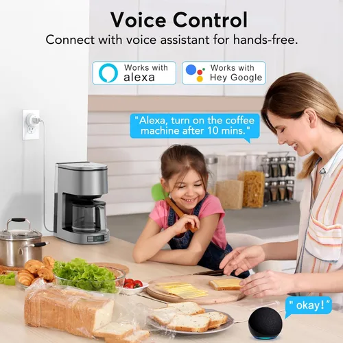 Vista 4 de EIGHTREE Enchufe inteligente, toma WiFi para el hogar inteligente compatible con Alexa y Google Home, enchufe inteligente con control remoto