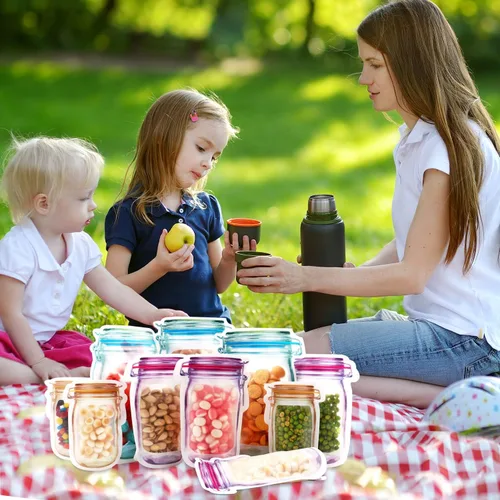 Vista 2 de KESTAR 30 bolsas con cremallera para tarros de masón, bolsas de almacenamiento de especias, bolsas reutilizables para guardar alimentos, bolsas