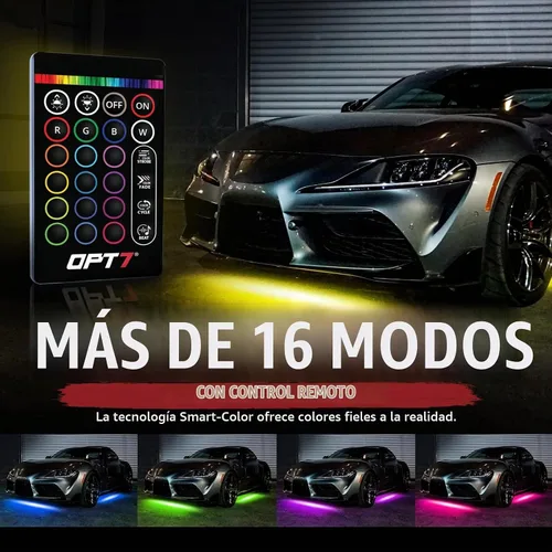 Vista 5 de OPT7 Aura Kit de Iluminación Underglow de Aluminio con Luz de Desbloqueo sin Llave, 4 piezas Tiras LED de Neón de Acento Exterior para Bajos