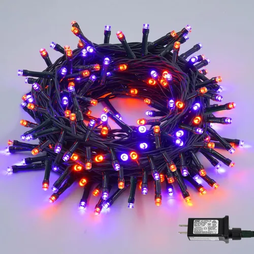Vista 20 de YEGUO 500 luces LED de Navidad rosas de 165 pies, impermeables, para exteriores, cadena de luces de alambre verde para interiores, 8 modos de luces