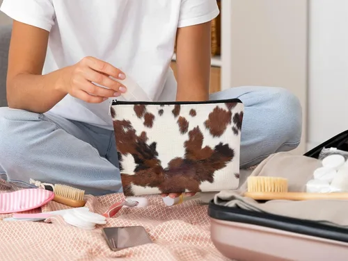 Vista 5 de Bolsa de maquillaje de vaca - Cosas de vaquera, regalos occidentales Vaqueras-1