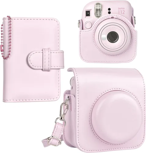 Vista 8 de Fuji Mini 12 - Funda para cámara y álbum de fotos, funda protectora de cuero compatible con cámara instantánea Instax Mini 12 con álbum de fotos