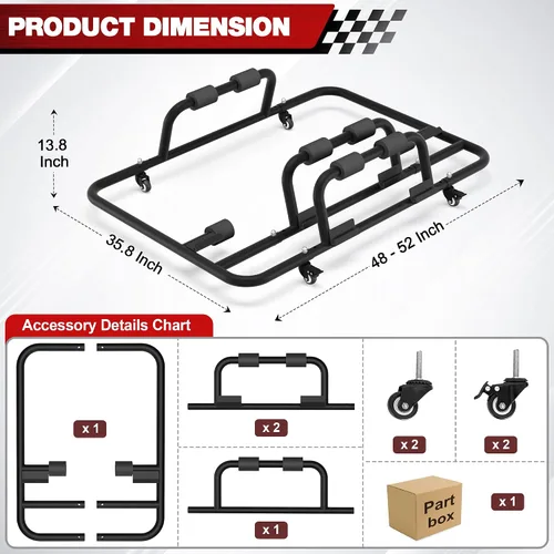 Vista 2 de Estante de almacenamiento para Jeep – Elevador de almacenamiento móvil para Jeep con ruedas de freno deslizantes, portaequipajes de techo duro