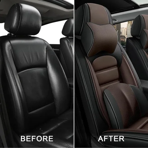 Vista 6 de Fundas de asiento para Chevrolet Chevy Aveo 2004-2011, funda de asiento de automóvil de piel sintética, compatible con bolsa de aire, protector