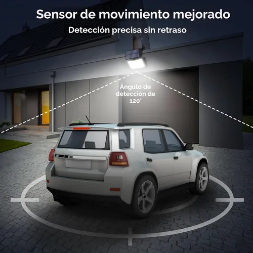 Vista 4 de Adiding Luces Solares para Exteriores, Luces de Inundación LED de 2800LM con Cable de 5 m, Luces Solares con Sensor de Movimiento y Control Remoto