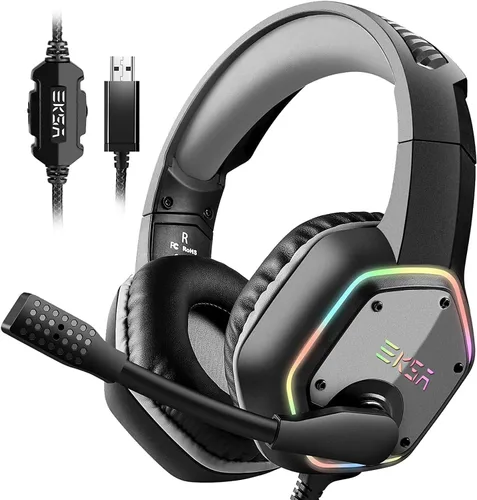 Vista 15 de EKSA E1000WT Wireless Gaming Headset,2.4GHz USB Gaming Headphones with Microphone for PC, PS5, PS4, Nintendo Switch, 7.1 Surround Sound Headset, RGB