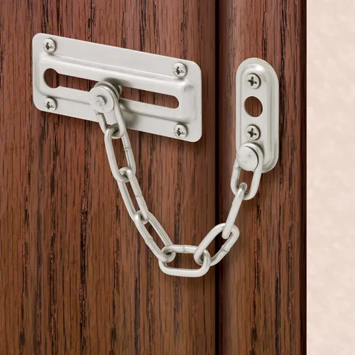 Vista 4 de Prime-Line U 10386 - Protector de puerta con cadena de acero, níquel satinado (paquete individual)