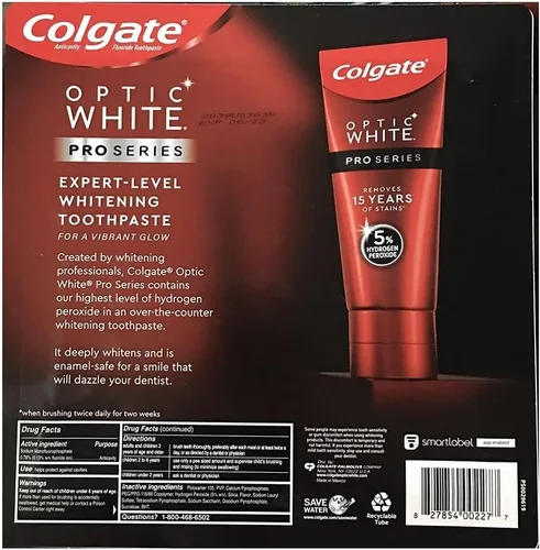 Vista 3 de Colgate Optic White Pasta de dientes Pro Series para prevención de manchas, 3.3 onzas (paquete de 4)