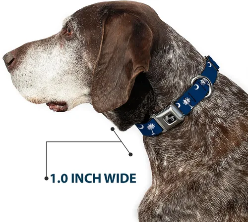 Vista 6 de Collar de perro hebilla para cinturón de seguridad South Carolina Banderas de 13 a 18 pulgadas 1.5 pulgadas de ancho South Carolina Flags Durable