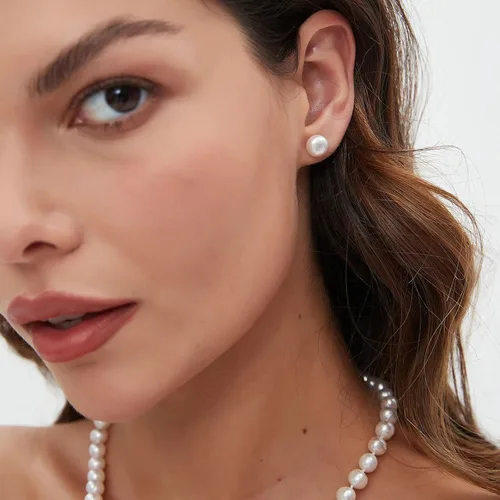 Vista 11 de YAMI Black/Grey/White Pearl Earrings, Real Cultured Pearl, 925 Sterling Silver Stud Earrings Plated with 18K Gold, Classic & Elegant Jewelry Gifts